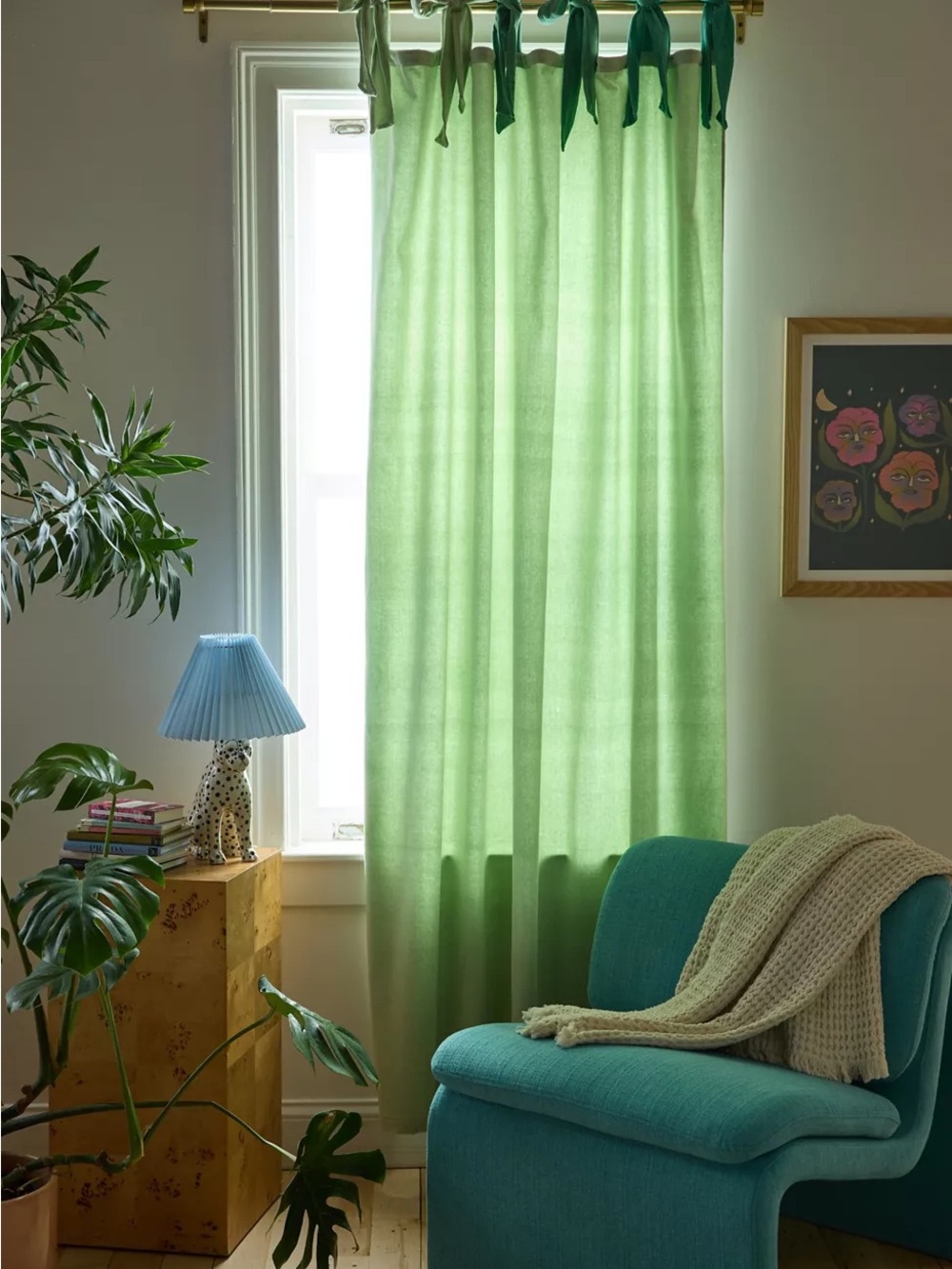 Urban Outfitters Ombré Velvet Tie Window Curtain Panel